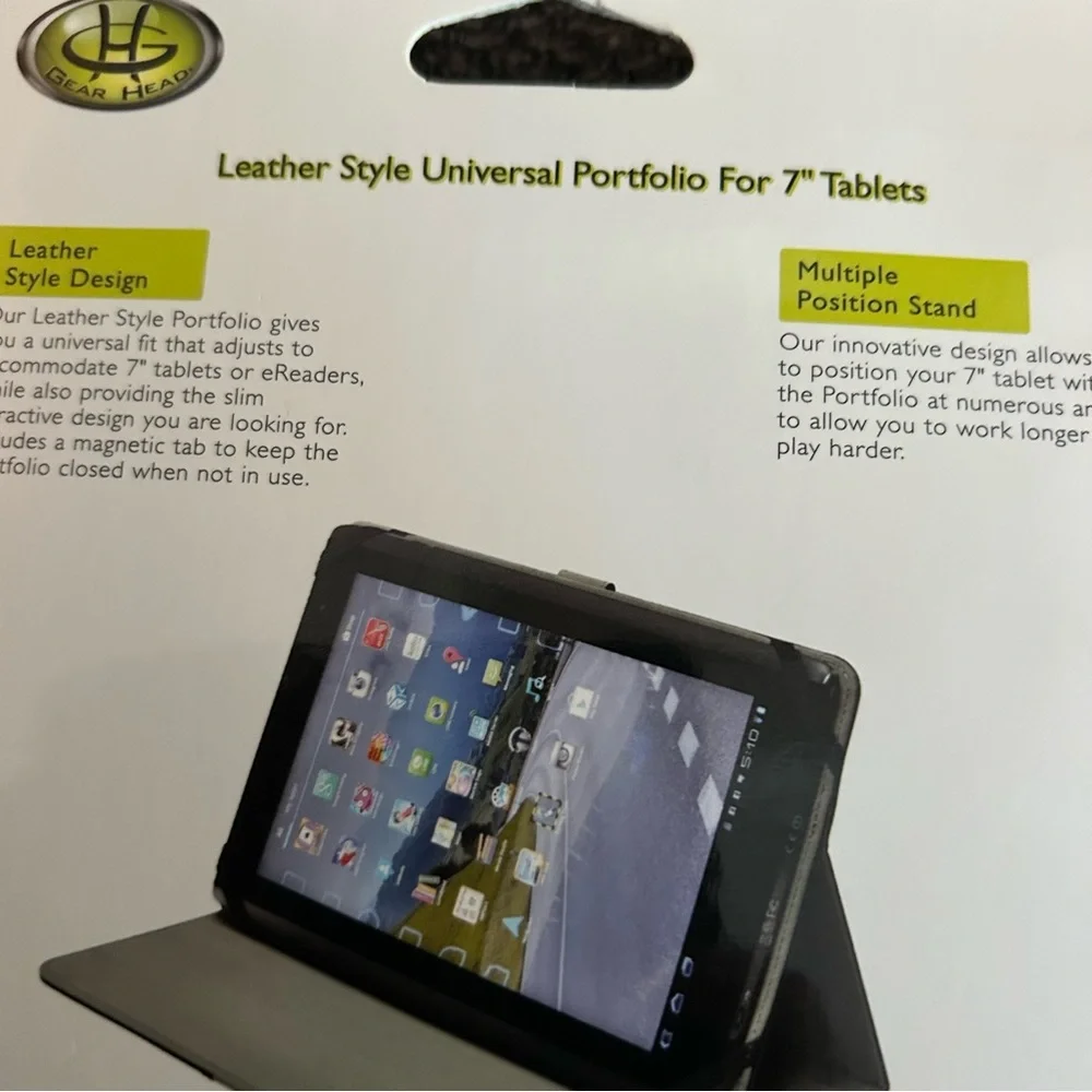 Gear Head Universal Black Leather Tablet Case-fits 7” tablet